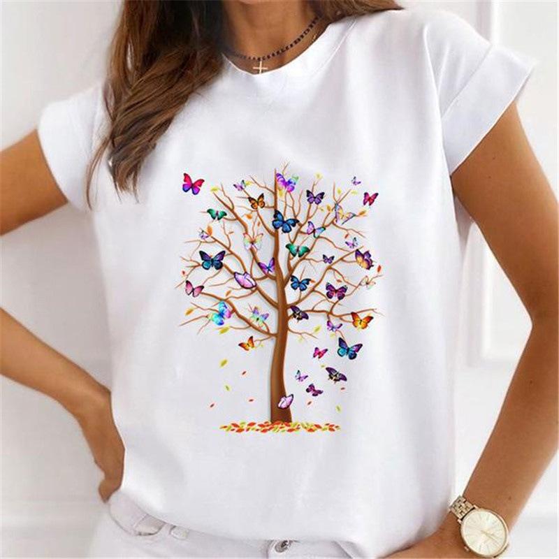 Explosive Sunflower Flower Base Casual White Shortsleeved Womens Tshirt Oversized T Shirt Harajuku Tops