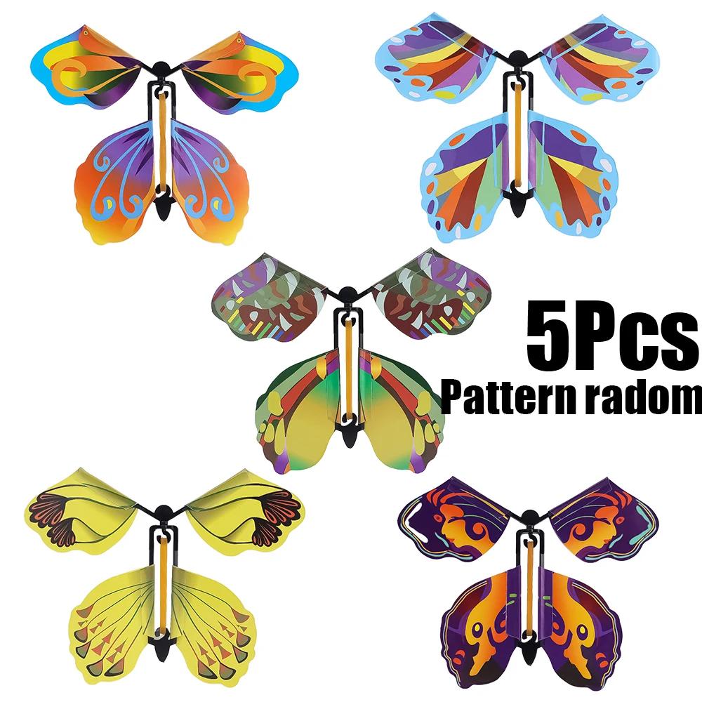 5/1Pcs Random Color Magic Fairy Flying Butterfly Children Toys Transformation Wind Up Butterfly Toy Surpris Gift For Kids Child