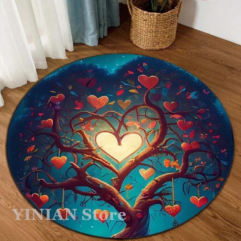 

3D Viking Yggdrasil Tree of Life Area Rug Round Carpet Rugs for Living Room Bedroom Sofa Decoration Kids Play Non-slip Floor Mat Diameter 60cm