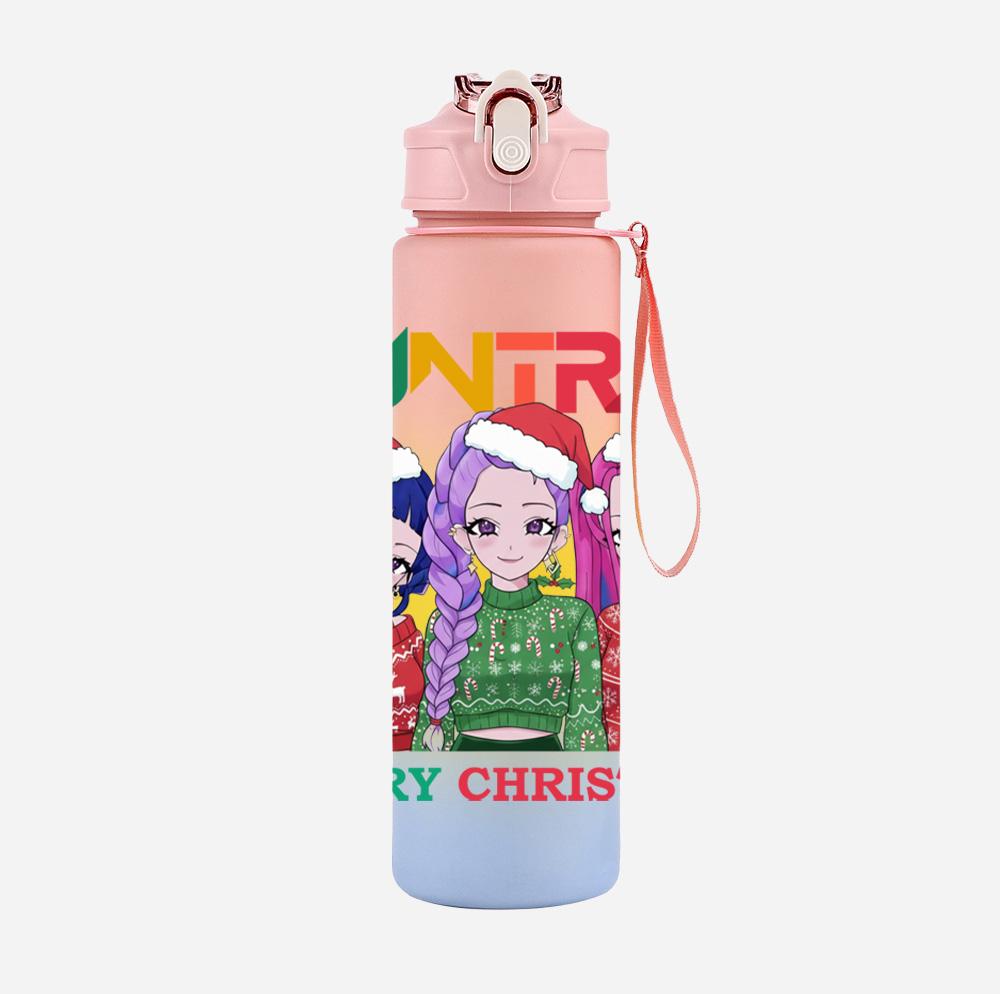 Bottiglia d'Acqua K-Pop Cacciatori di Demoni Stampata per Natale da 750 ml Tazza Grande Capacità Tazza da Acqua Portatile per Bambini Sport all'Aperto Regalo per Bambino