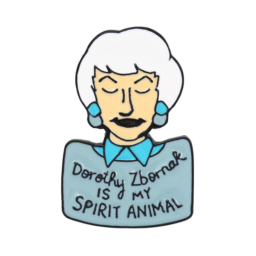 5Style Vintage Character Head Sculpture Brooches Letter Dorothy Zbornak Is My Spirit Animal Lapel Pins Life Uh Finds A Way Badge
