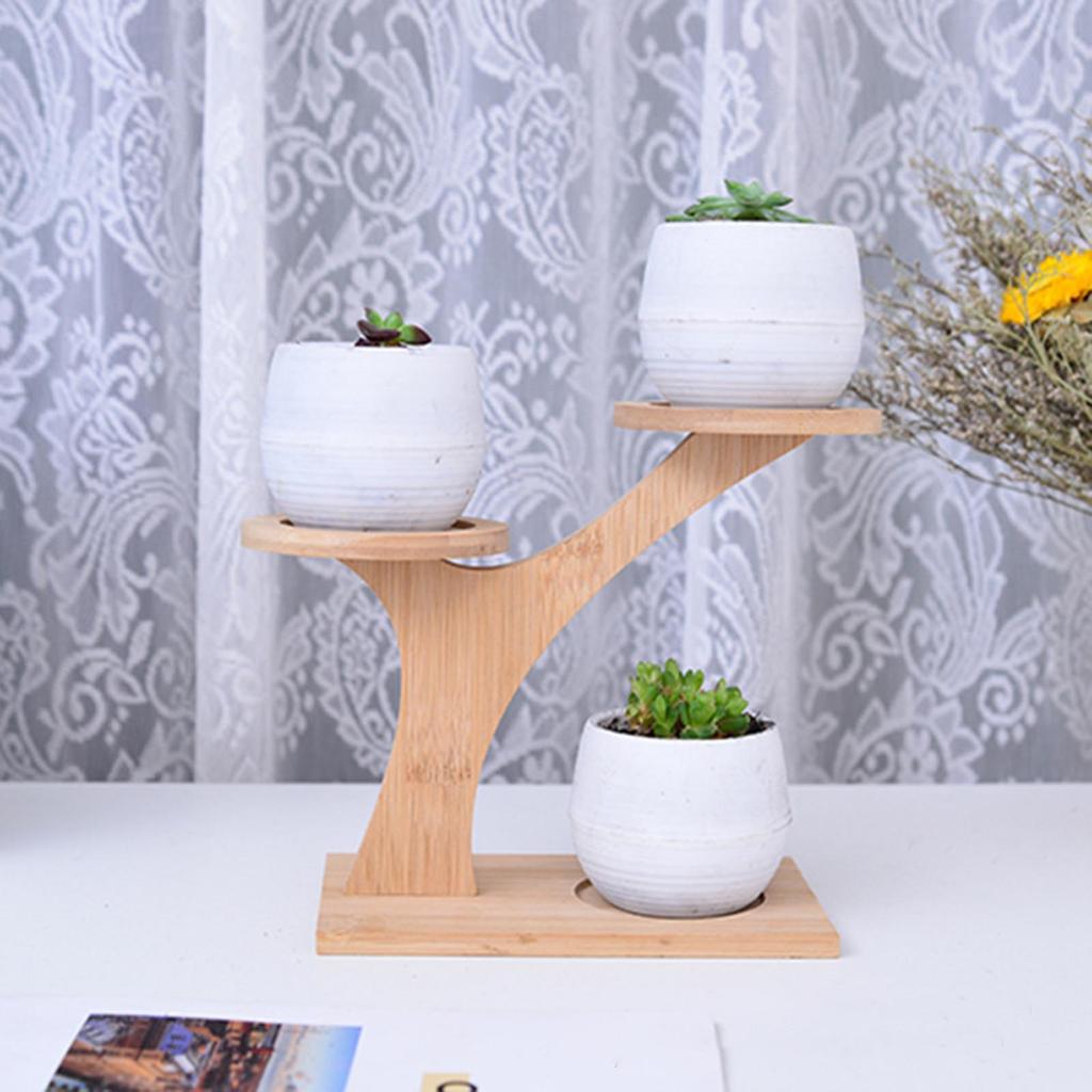 Bamboo Plants Pot Holder for Bonsai Succulent Plants 3 Layers Flowerpot Bracket