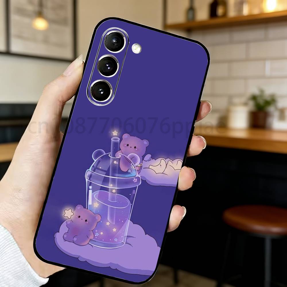 

Teddy Bear Couple Cartoon Phone Case For Samsung S20,21,22,23,24,25,26 Ultra,Plus,Lite,FE,Black Soft Case Samsung S22plus5G