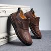 2024 Men Leather Casual Walking Shoes New Arrival Mens Comfortable Loafers Mens All-match Slip On Shoes Monk Strap Flats