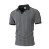 Men's Solid Color Collared Short-Sleeve Knit Polo Shirt.