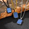 Vnox Rectangular Blue Stone Pendant Necklace for Men, Stainless Steel Casual Jewelry Accessory Father's Day Anniversary Gift NEW