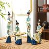 Chinese Style Green Blue Figurine Classical Lady Elegant Living Room Decor Luxury Home Ornament