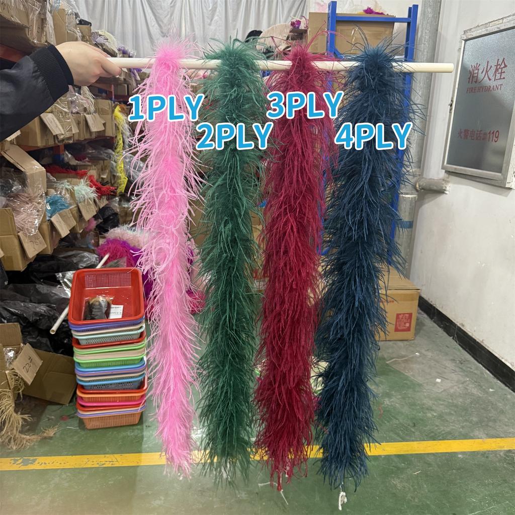 DIY 2 Meter Natürliche Straußenfedern Boa 1 2 3 4 6 Lagen Federn Boa für Hochzeits-Weihnachts-Party-Kleid Dekoration Schal Accessoire Schal