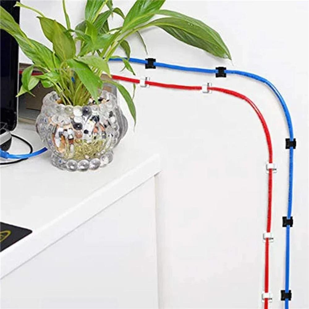 50/10 Stück Kabelklemmen Aufbewahrungsbox Führungsleitung Drop Wire Halter Selbstklebend Kabelmanager Befestigungen PC Draht- und Kabelorganisator