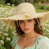 Elegant Floral Straw Hat Beach Sunshade Hat Outdoor UV Protection Breathable Summer Spring Autumn Hat