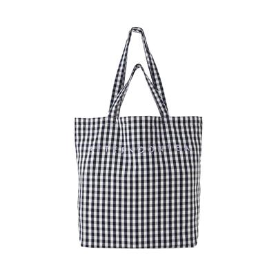 Bolsa Tote com Xadrez Gingham Afternoon Tea Living JA02, Grande, Preta