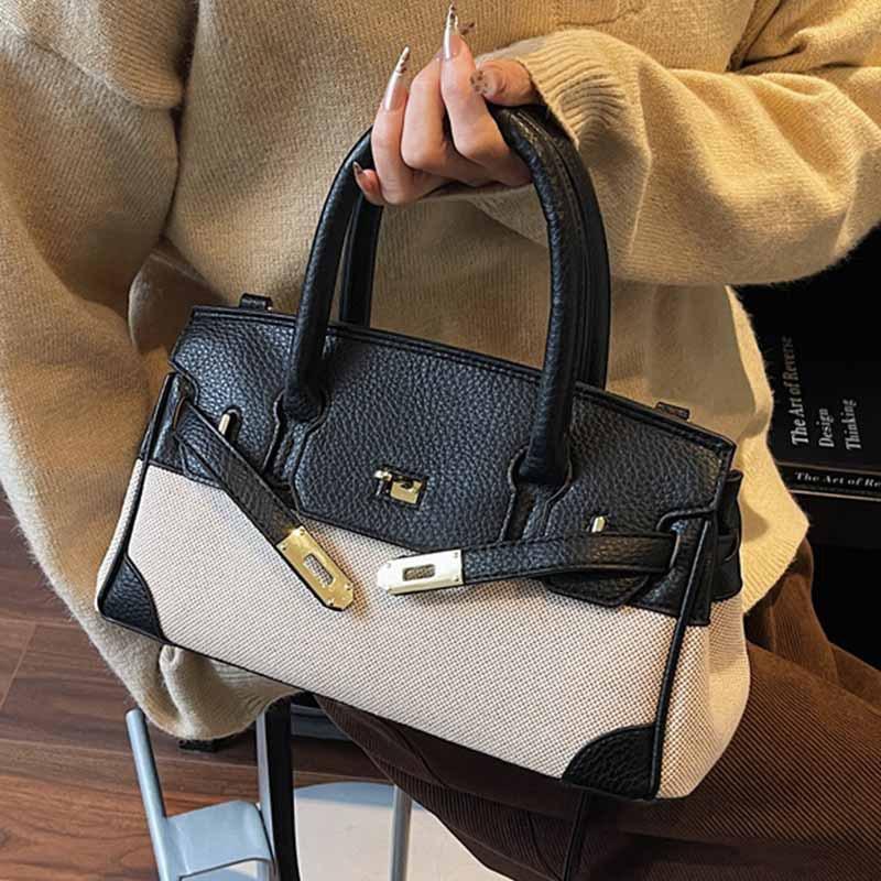 Geantă Kelly la modă și de nișă, de mână, ușoară, de lux, cu blocare a culorilor, geantă crossbody cu un singur umăr