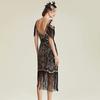 Women's 1920s Gatsby Flapper Dress, Vintage Sequin Fringe V-Neck Cocktail Party Dress