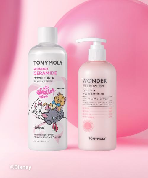 TONYMOLY Disney Marie Wonder Ceramide Mochi Toner 500ml + Mochi Emulsion 300ml Set FREE