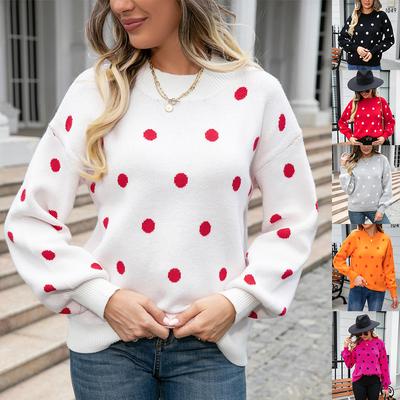 Suéter de punto de lunares para mujer, otoño e invierno, talla grande