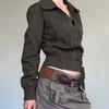 Mori Retro Zipper Lapel Jacket Jacket Women's American Casual New Tooling Top