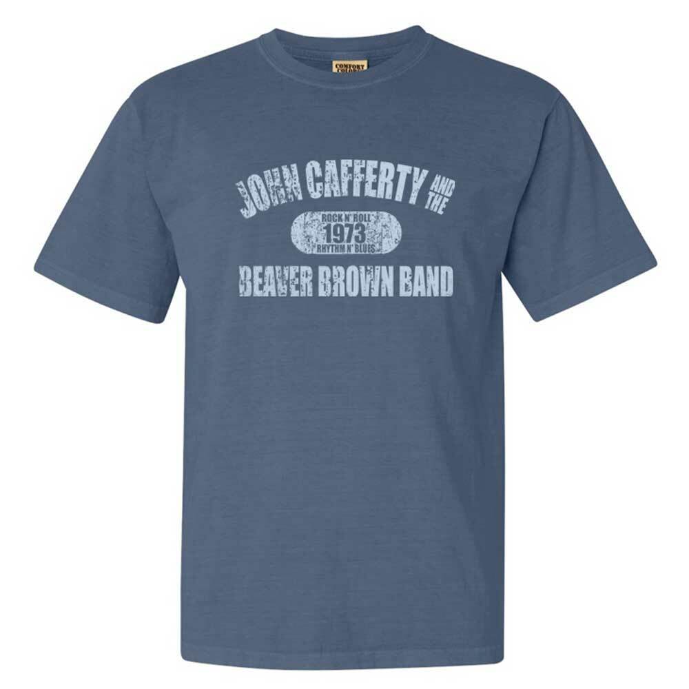 

John Cafferty Distressed 1973 Logo Blue T-Shirt 3XL