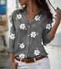 Europa und die Vereinigten Staaten Neue Revers Langarm-Blumendruck-Shirt Temperament Mode Slim Shirt