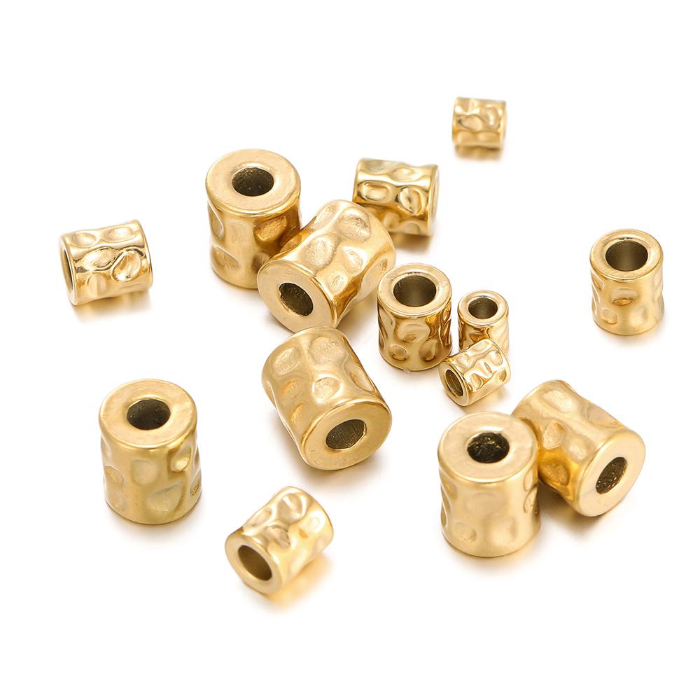 5Pcs/lot Stainless Steel Cylinder Tube Bead Gold Plated Spacer Dot Bead for Bracelet Friendship DIY Jewelry Making Necklace Seed