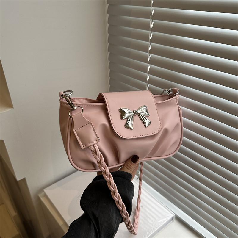 Stylish Summer Women's Bowknot Single Shoulder Bag In Trendy Black White Pink Silver