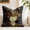 Cartoon Black CClover Cushion Cover Eco Linen Pillow Case DoubleSided Print Breathable Durable Zipper Home Decor Gift