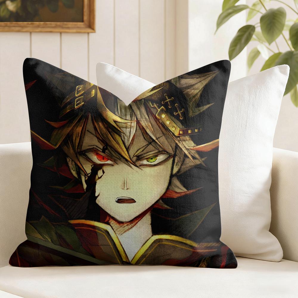 Cartoon Black CClover Cushion Cover Eco Linen Pillow Case DoubleSided Print Breathable Durable Zipper Home Decor Gift