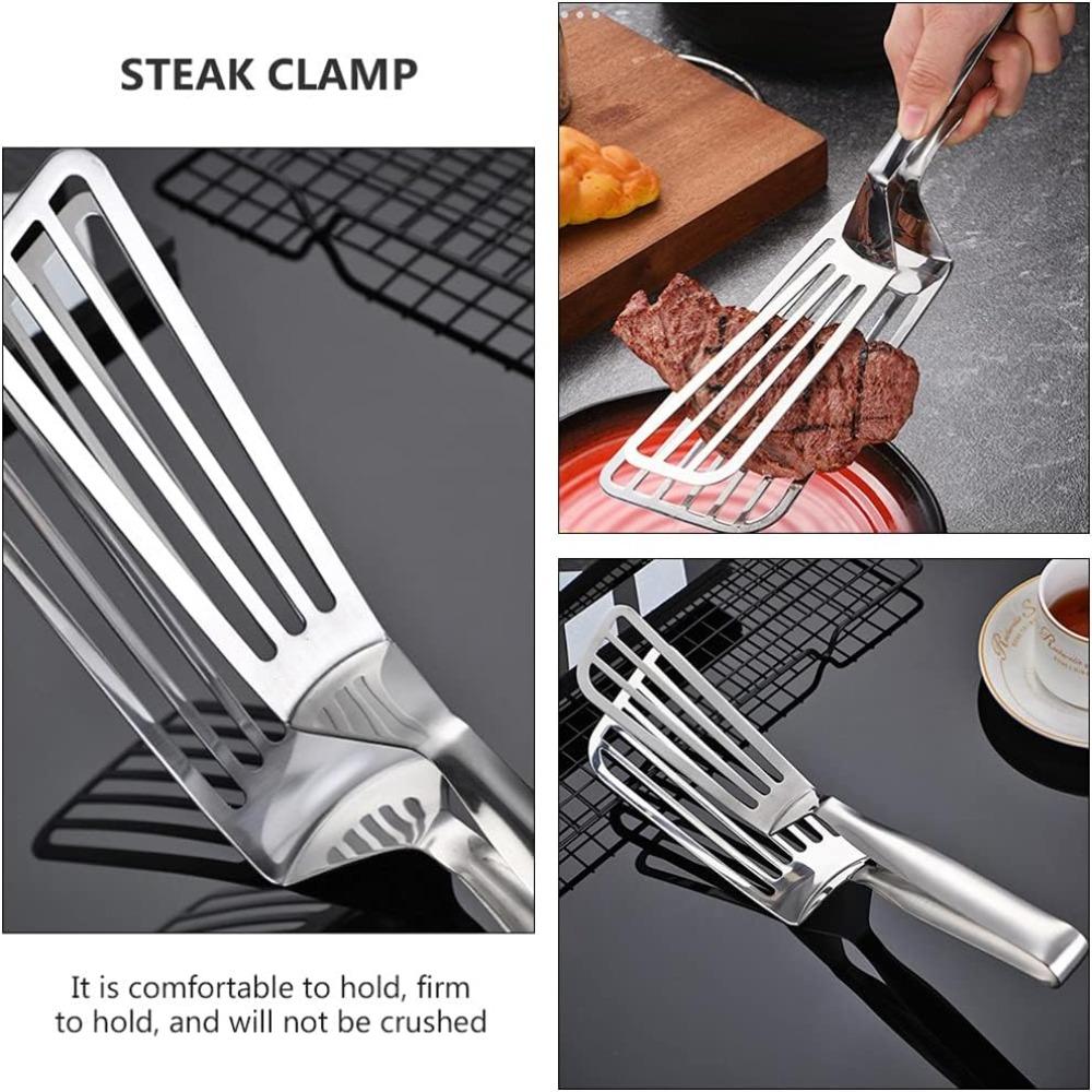 Stainless Steel Cooking Tongs Fish Spatula for Grilling Flipping Steak Bread Hamburger Pancake Bbq Home Outdoor Cooking Tools