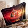 Sunderland FC Personalized Fleece Blanket With Football Logo, Custom Name Text Soft Warm Home Throw Blanket