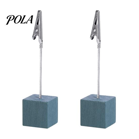 Metal Pole Memo Stand 2 Pcs Wooden Cube Base Holder with Clips, Mini Table Multi-combination Number Stands for Name Cards, Photos, Memos, Wedding,