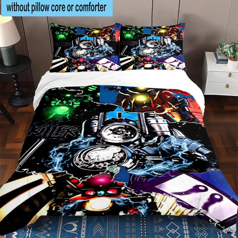 3PCS Robot Invasion Alert 3pcs Bedding,Including 3PCS Duvet Cover And 2pcs Pillowcases Perfect for Christmas,Ideal for Bedroom, Dormitory