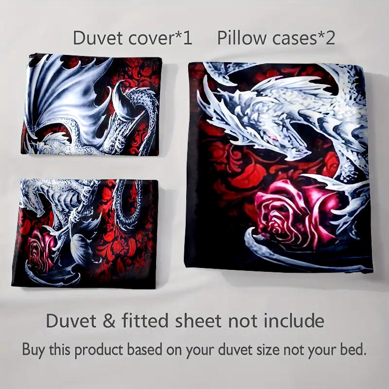 Silver Dragon Design Bedding Duvet Cover Sets Duvet Covers Pillowcases Gifts (1 * Duvet Cover 2 * Pillowcases, Without Duvet Insert)