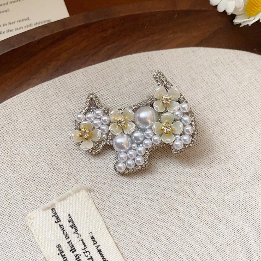 Zircon Pearl Flower Hair Clip Cute Cute Puppy Hair Clip Sweet Rhinestone Hairpin  Girl