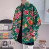 Northeast Big Flower Shirt Spring And Autumn Long-Sleeved Peony Flower Shirt Festive Clothes Funny Trend Retro Ethnic Style Coat