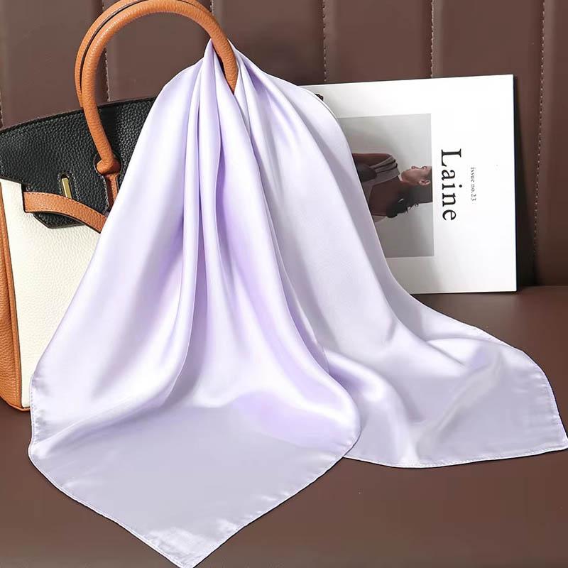 Luxus Uni Farbe Seide Quadratisches Tuch Damen Weiches Satin Pferdehaarband Halstuch Büro Hijab Stirnband Foulard Taschenbänder Geschenk