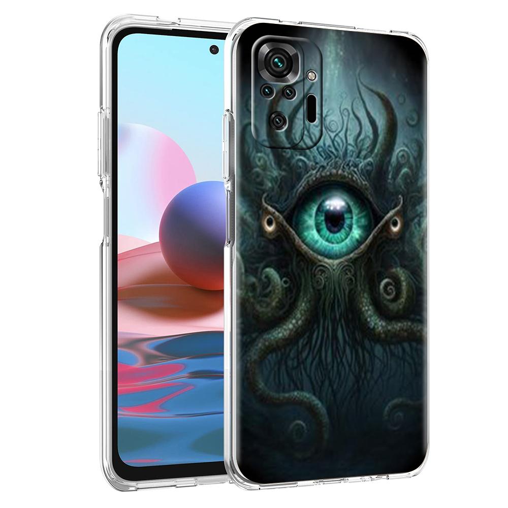 Transparent Phone Case for Redmi 13C 12C 10C Note 13 12 11 11T K40 Gaming Plus Pro 4G 5G Soft TPU Cover Shell The Eye Of Cthulhu