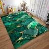 Green and Gold Marble Pattern Carpet, Modern Art Style Living Room Rug Suitable for use as an anti-slip for living room bedroom sofas