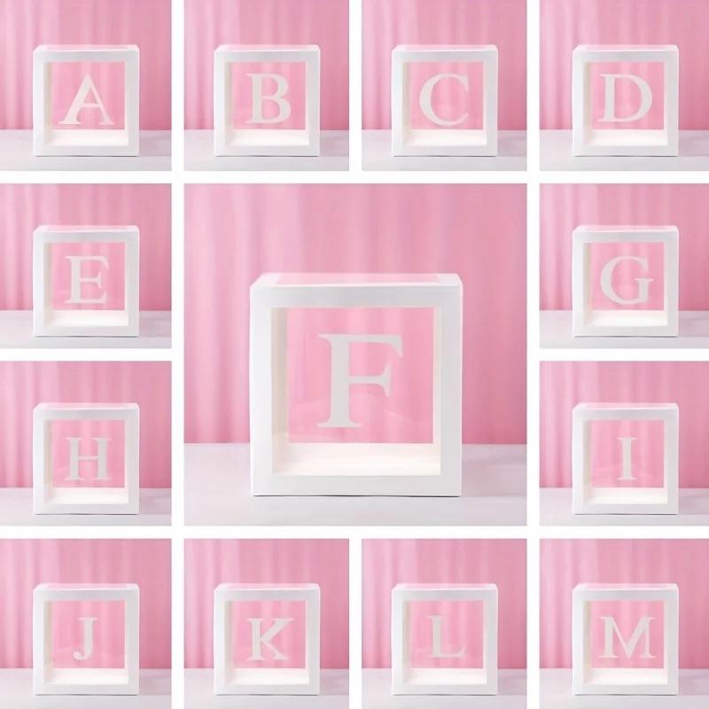 

1PC Transparent Letter Baby Shower Box Birthday Wedding Custom Name Balloon Box 1st Birthday Party Decorations Kids Babyshower N&One size белый