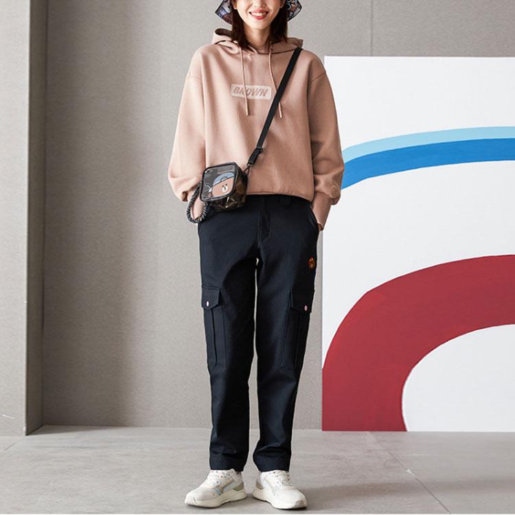 Li Ning X Line Friends Kollaboration Mehrfach-Taschen Lässige Lange Hose Damen Unterteile Schwarz AKXQ546-1