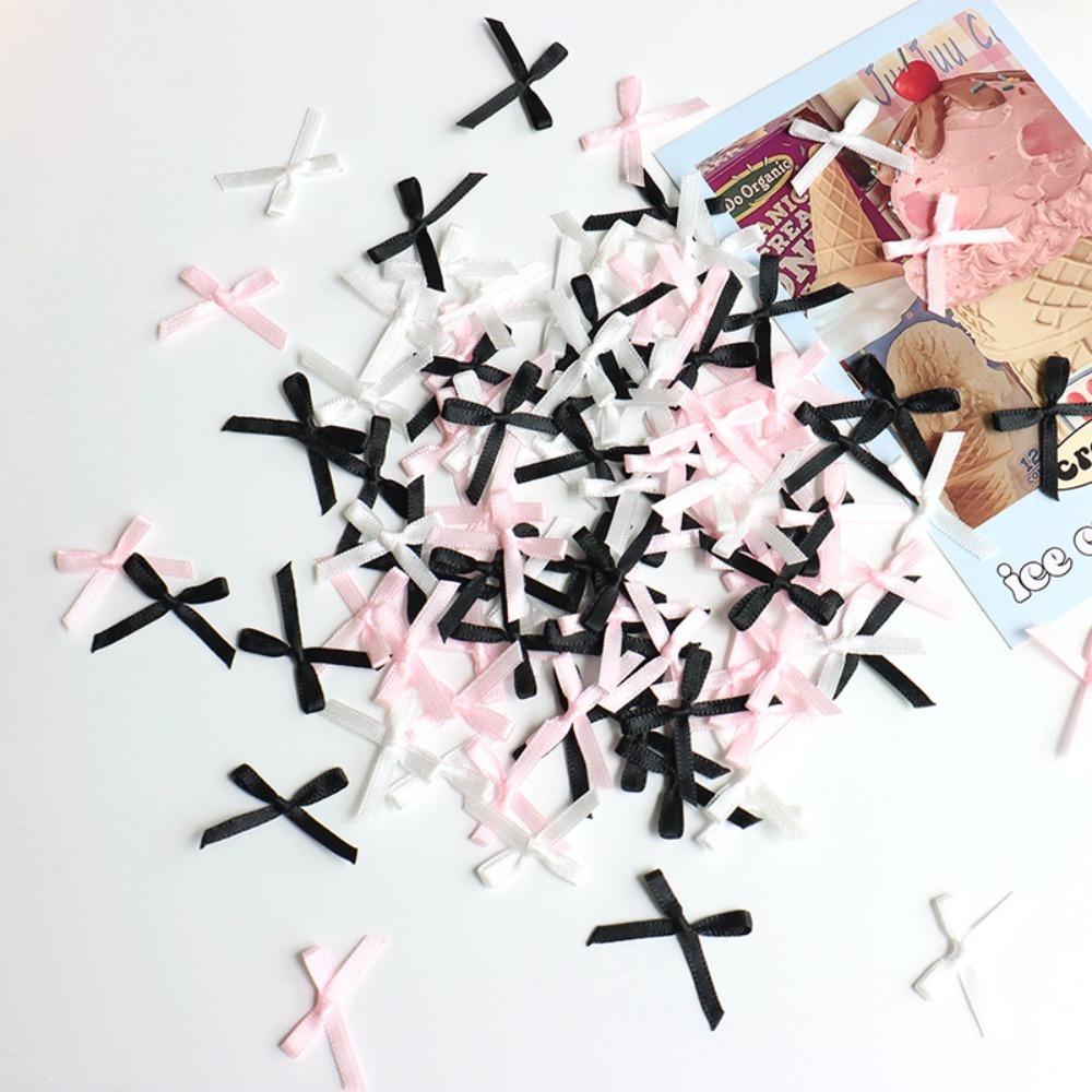 100pcs Mini Ribbon Bows Solid Color Gift Wrapping Bowknot Flowers Bows Ties  DIY Craft Scrapbooking