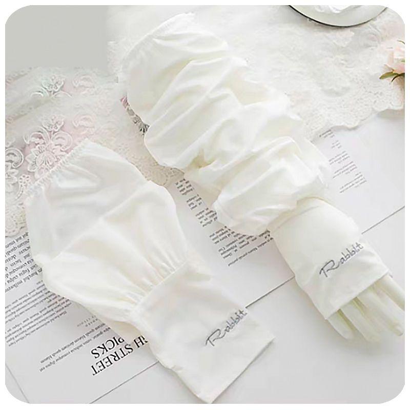 

Sun Protection Ice Sleeve Women Summer UV Protection Ice Silk Loose Oversleeve Electric Car Thin Men s Arm Guard Gloves Ins Fashion 1 double rabbit ice silk sleeve [white]] One size