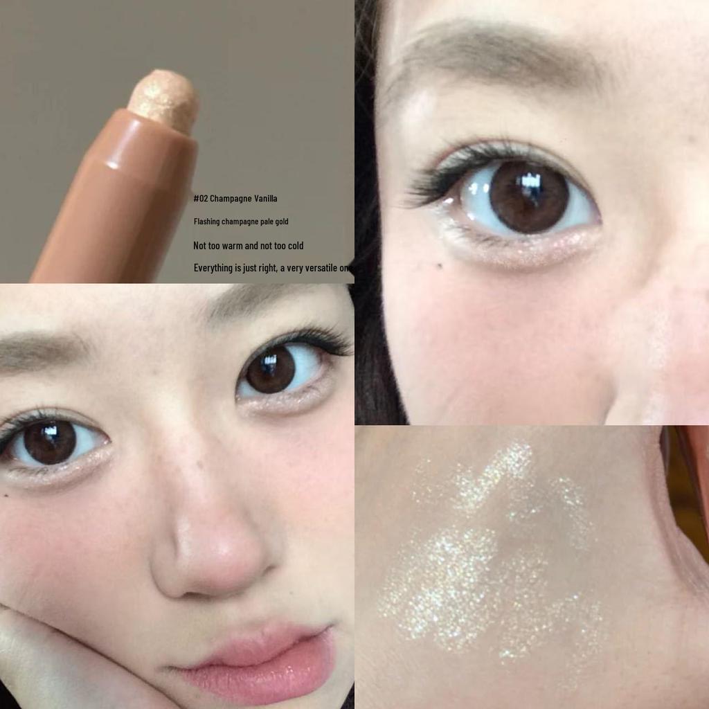 PINKYFOCUS 3D Aegyo Sal Micro-Shimmer Stick: Matte Pearl Highlight and Brightening Eyeshadow.