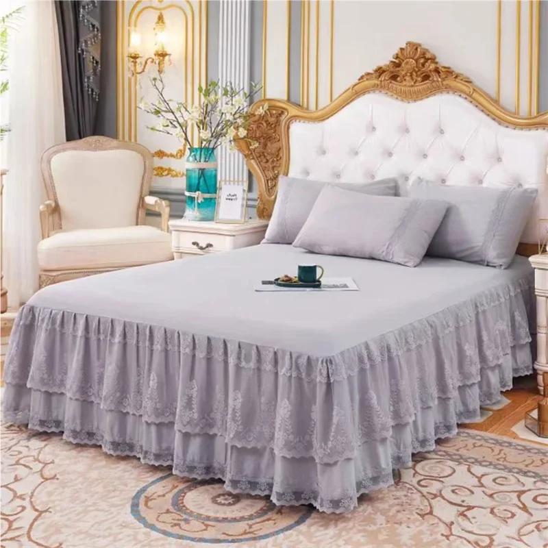 Lace Princess Bedspread Bed Skirt Style Dustproof Decorative Bedspread Big Heming 1.5/1.8/2m Mattress Anti Slip Protective Cover