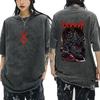 Anime Berserk Guts Vintage Washed T Shirt Manga Gatsu Griffith Zodd T-shirts Women Clothing Cotton Casual Oversized T-Shirt