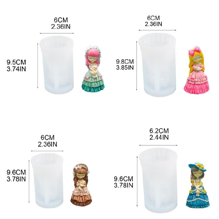 Stampo per Artigianato in Silicone a Forma di Principessa Stampo per Sapone Fatto a Mano Stampo per Candele