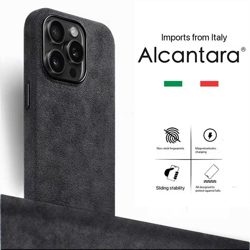 Real for Alcantara with Magsafe Case for IPhone 16 17 Pro Max 15 14 Luxury Magnetic Supercar Interior Leather Magnet Phone Cape