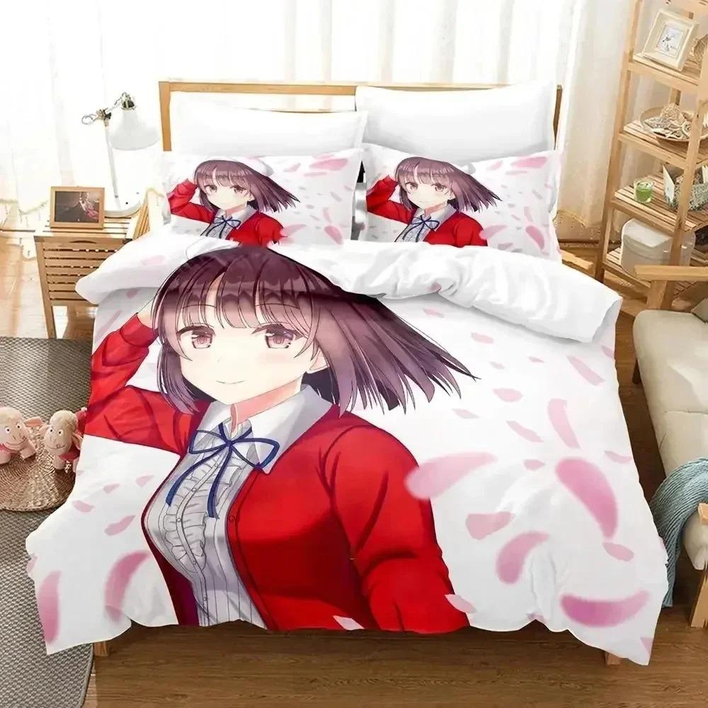 Anime Saekano Megumi Kato Bedding Set 3D Printed Suitable For Bedroom Duvet Cover Set With Pillowcases Kids Home Textile