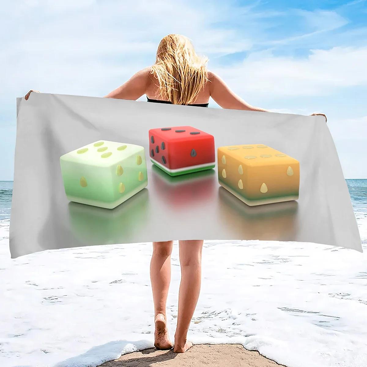 

Dice Print Oversized Beach Towels,Super Absorbent Sand Free Thick Microfiber Beach Towel ,Cute Tropical Palm Leaf Beach Towels W40*H60(CM)