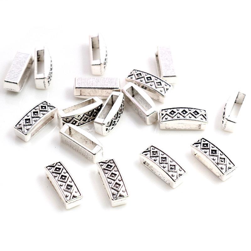 20-Piece Set: 16x6x6mm Flat Strand Beads for DIY Leather Bracelet Making, Jewelry Spacer Accessories with 1cm Wide Hole
