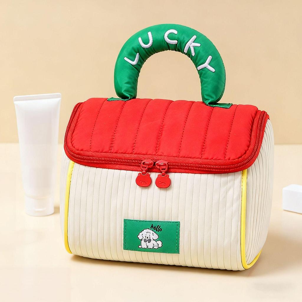 Portable Cosmetic Bags Lipstick Skincare Products House Makeup Bag Travel with "Lucky" Handle