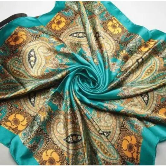 Fashion Scarf Women Luxury Brand Classical Cashew Hijab Silk Satin Shawl Scarf Foulard Square Head Scarves Wraps  New Design